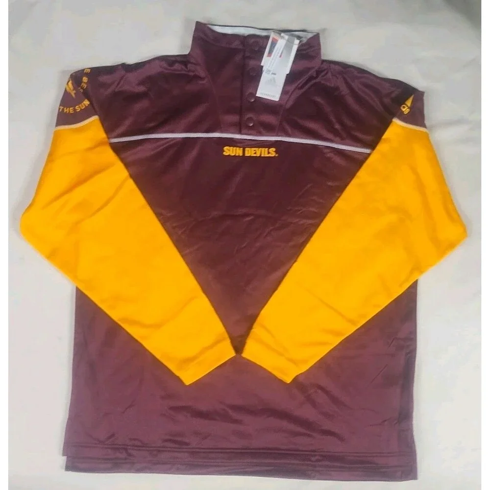 NEW Adidas Men's Arizona State Sun Devils Knit Quarter Snap Jacket Size Large